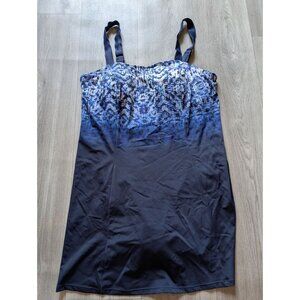 Swimsuits For All Womens Blue & Navy Tankini Swimdress Size 18 Adjustable Straps